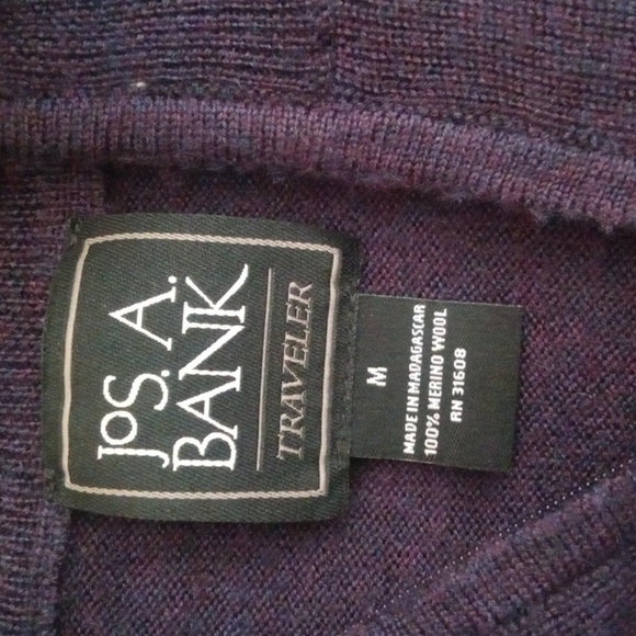 Jos. A. Bank Traveler 1/4 Zip Mens Sweater 100%merino Wool Purple Office Size M - Picture 4 of 8